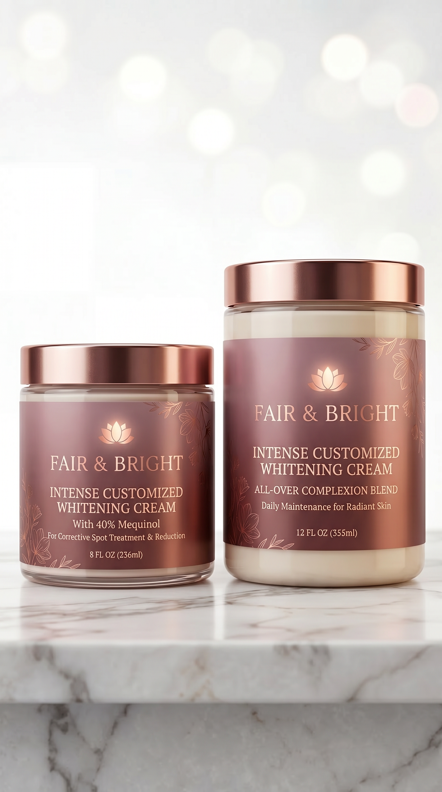 Custom Intense Whitening Kit With Intense Whitening Body Cream & Intense Whitening Cream with  40% Mequinol
